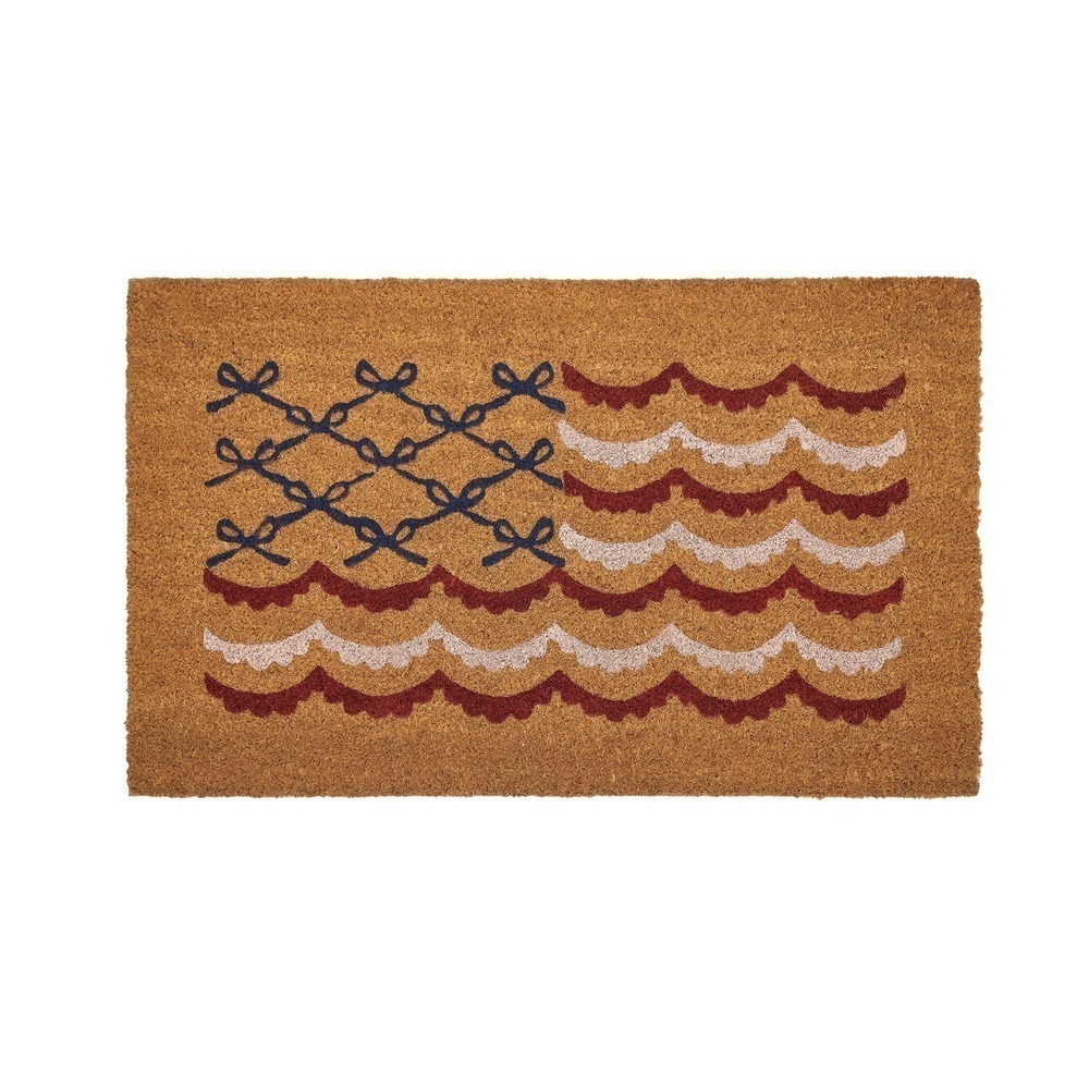 My Texas House Bow Flag Coir Outdoor Doormat, Red/White/Blue 30x18